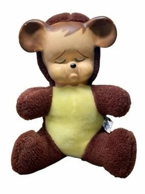 Vtg 1950s Knickerbocker Pouting Bear Rubber Face Plush Toy